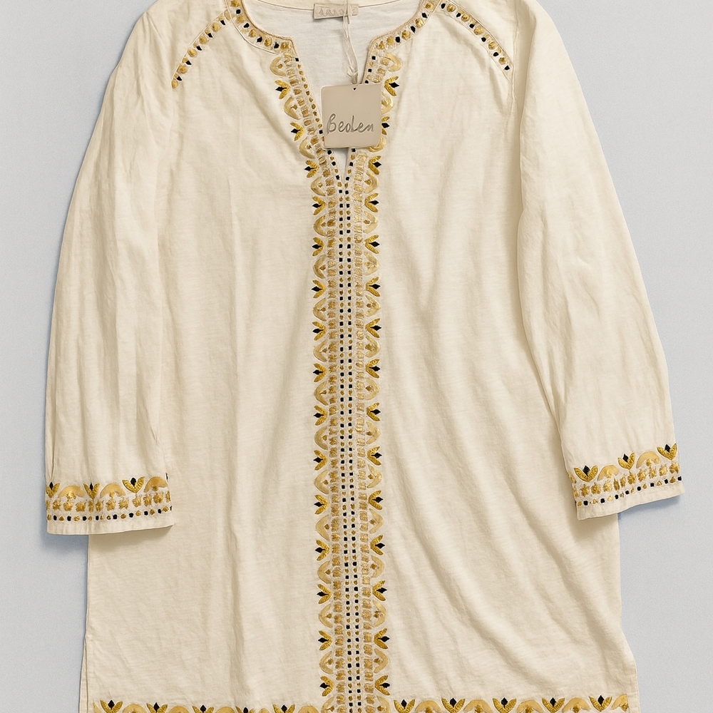 YY - Boden Ivory Tunic with Mustard Detailing
